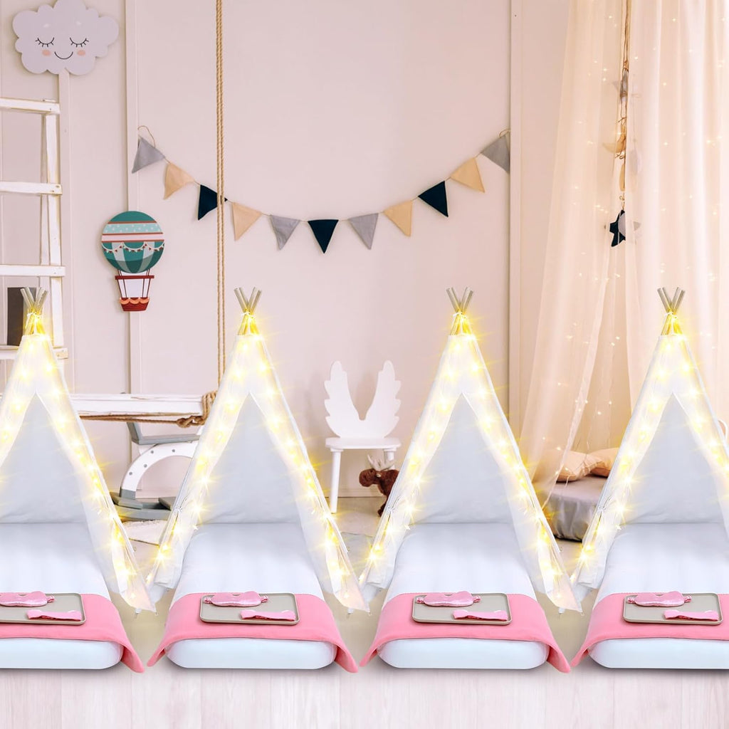 8-Pack Kids Teepee Sleepover Tent Set, White