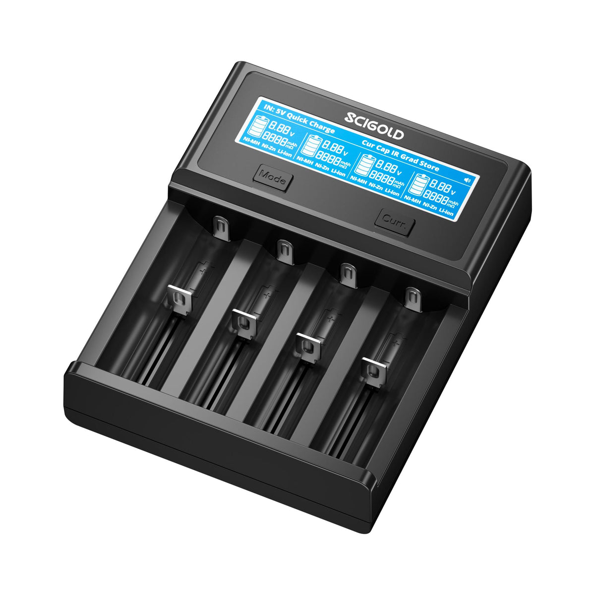 Scigold Ni-Zn/Ni-MH/Li-ion 4-Slot Battery Charger With LCD Display - CW401
