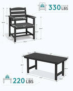 SERWALL 7-Piece HDPE Patio Dining Set, Aruba, 66.9in D x 32.2in W x 29.1in H