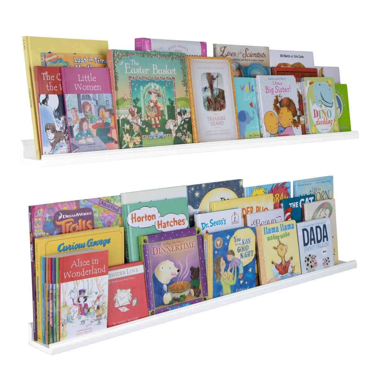 Floating Wall Shelves, Set Of 4, 46 x 3.8 x 2 Inch MDF Wood Picture Ledges