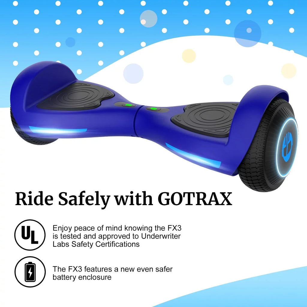 GOTRAX Hoverboard, 200W Motor, 6.5 inch LED Wheels, Blue - FX3