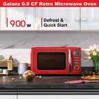 Galanz Retro Countertop Microwave Oven, 0.9 cu ft, Red - GLCMKZ09RDR09