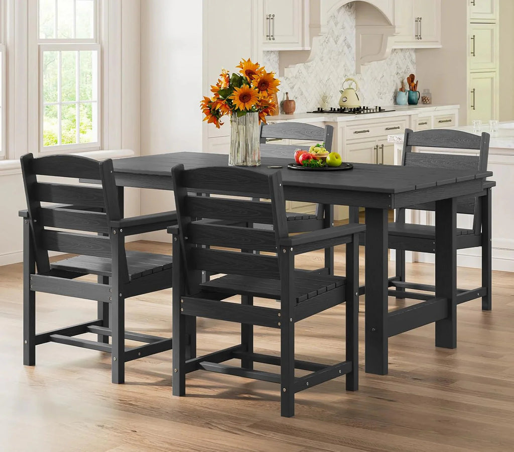 SERWALL 7-Piece HDPE Patio Dining Set, Aruba, 66.9in D x 32.2in W x 29.1in H