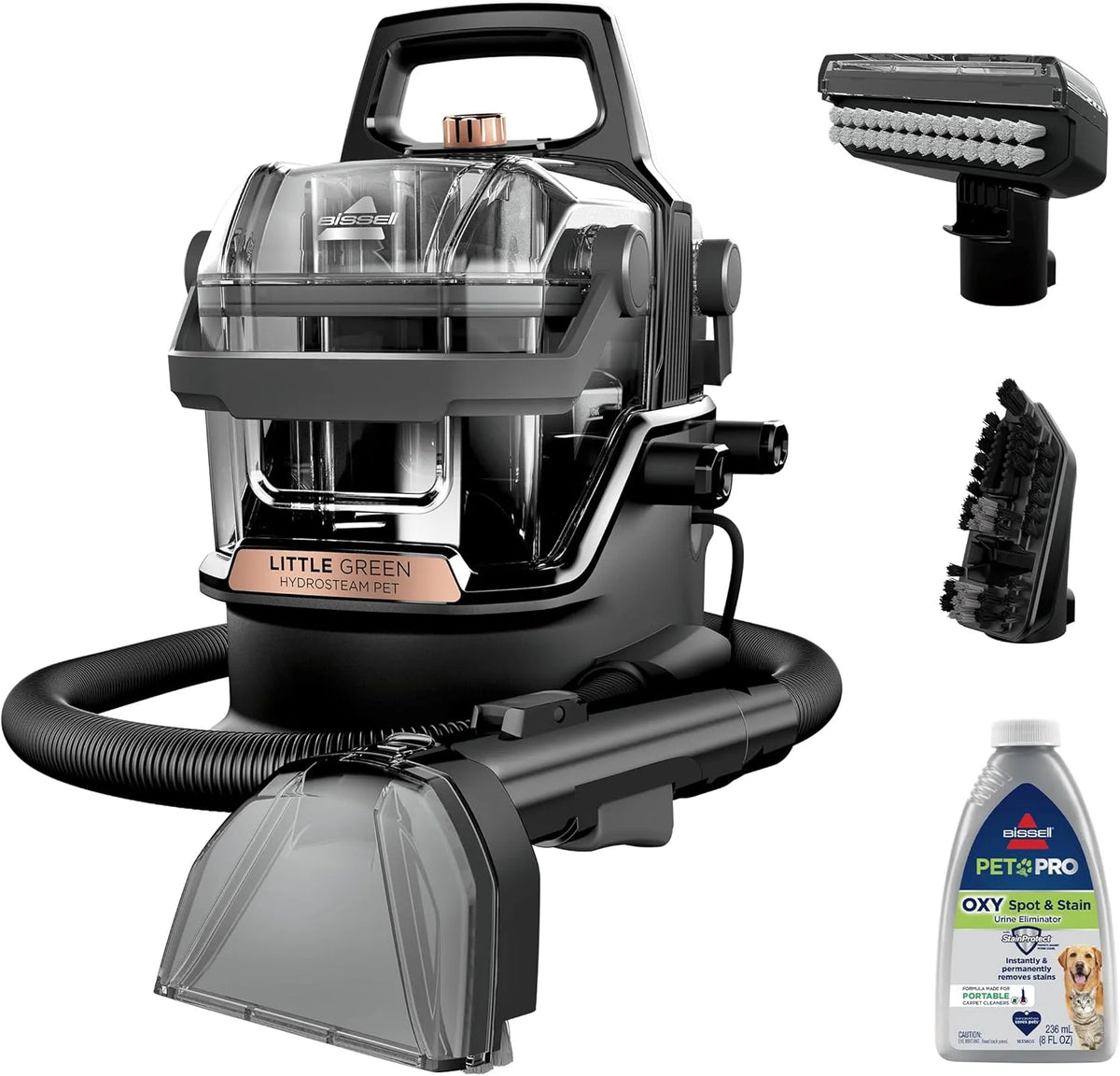 Bissell Little Green HydroSteam Portable Carpet And Upholstery Cleaner, Black And Copper Harbor - 3618