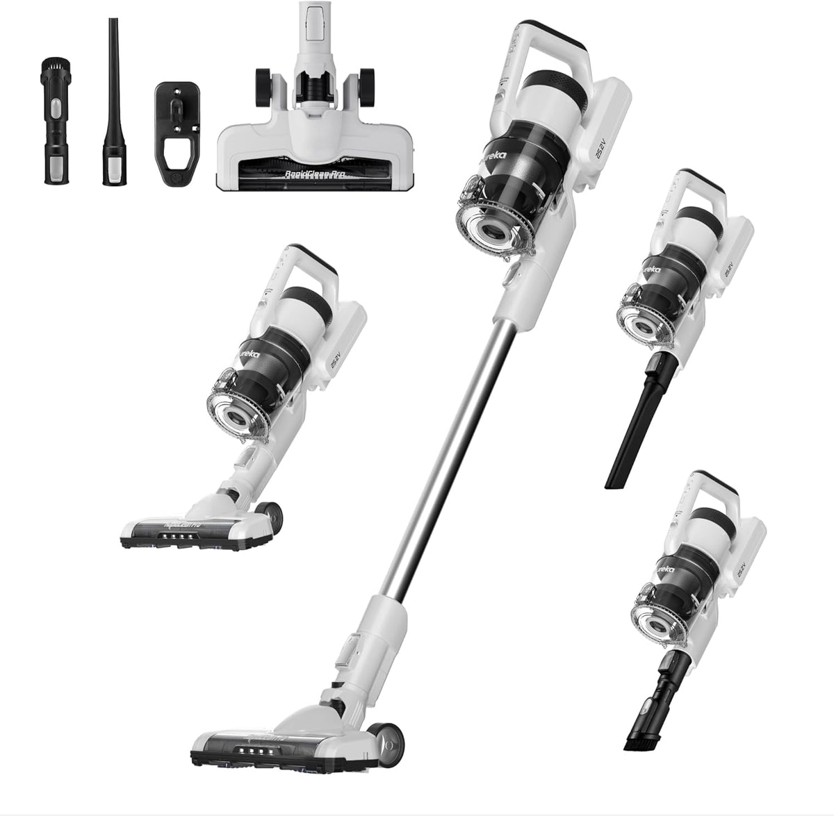 Eureka Cordless Stick Vacuum Cleaner, Anti-Tangle Brushroll, White - NEC280WH