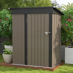 Patiowell Outdoor Storage Shed 5x3 FT Galvanized Steel Coffee Brown