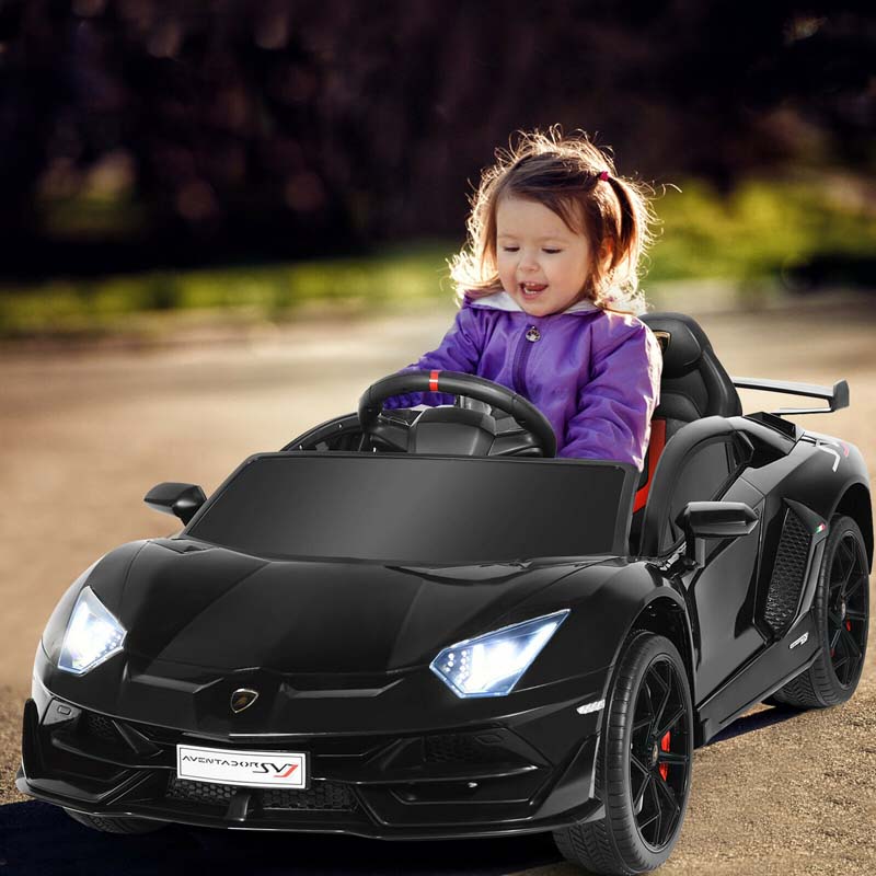 Licensed Lamborghini SVJ Kids Ride-On Car, 12V Battery Powered - Red, White, Black, Green Or Pink