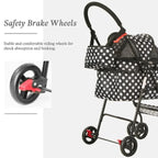 Foldable Pet Travel Stroller For Cats & Dogs, Waterproof, 4 Wheels, Black
