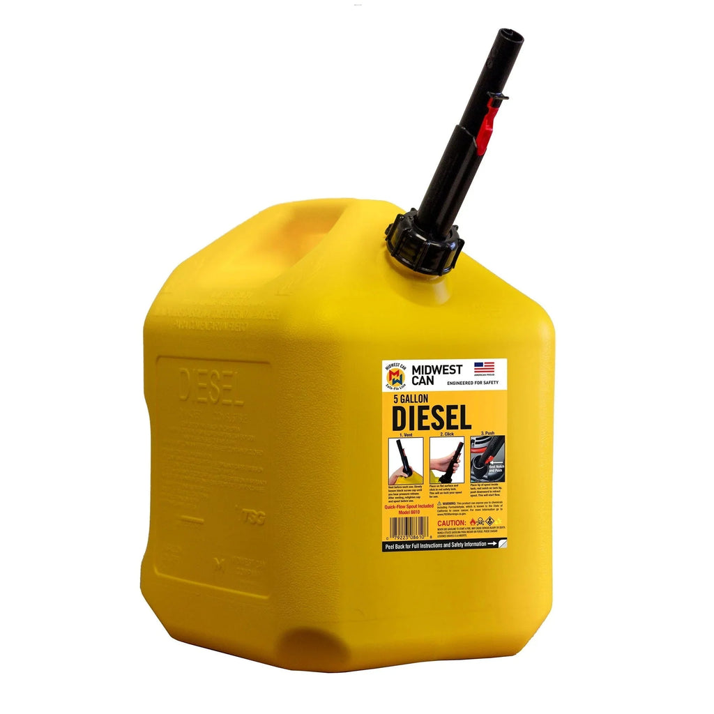 Midwest Can Company 5 Gallon Diesel Fuel Container With Auto Shut Off, HDPE, 4 Pack - 4XMC-8610