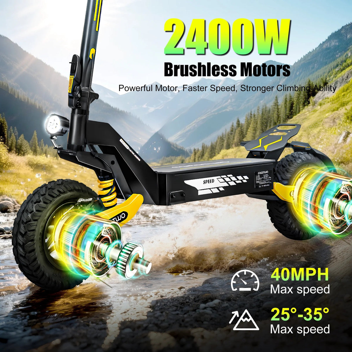 Off Road Electric Scooter For Adults, 1200W, 11 in Tires, 330 lb Load - GT06