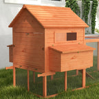 PawHut Wooden Chicken Coop With Run And Inner Hen House Space - 145 in
