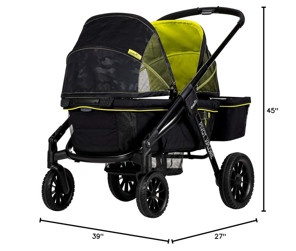 2-in-1 All-Terrain Baby Stroller Wagon With Canopy And Storage - Gray