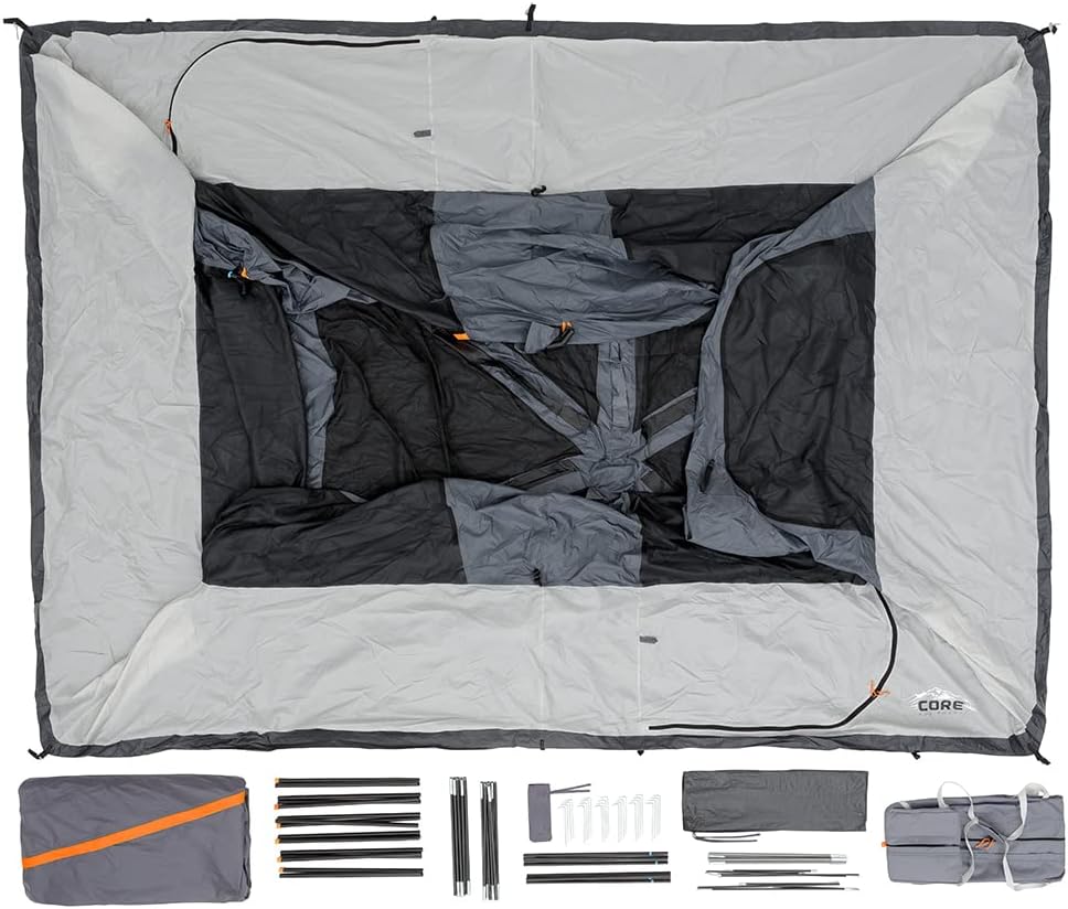 CORE 12 Person Straight Wall Cabin Tent, 16 x 11 Feet, Orange - SUVELAM