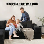 Settab Modular Sectional Sofa, 2 Seater Left-Facing Chaise, Black, 68.9 inch D x 107.5 inch W x 36.3 inch H