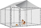Haverchair Heavy Duty Outdoor Dog Kennel With Water and UV-Resistant Cover, Galvanized Steel, 90in L x 90in W x 63in H