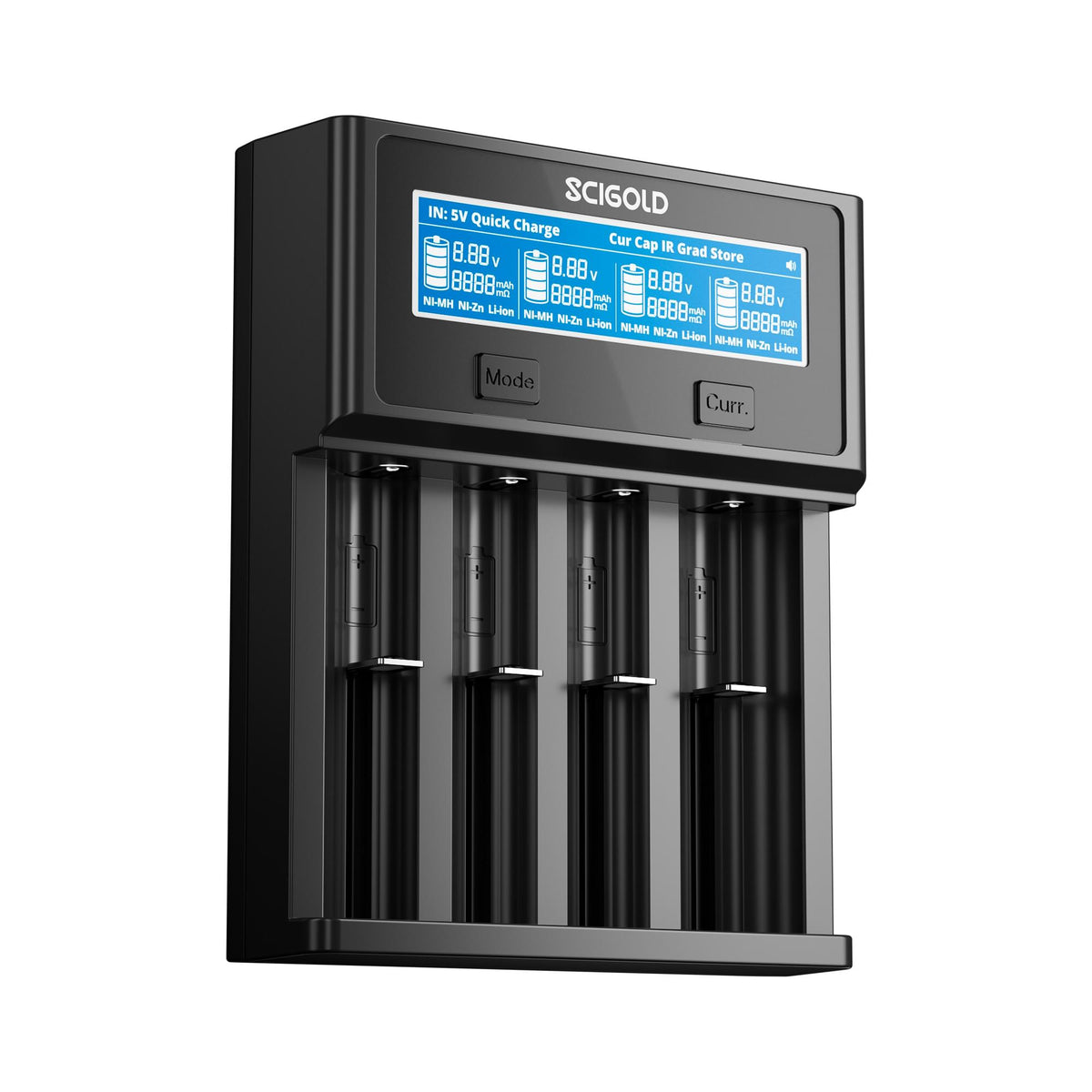 Scigold Ni-Zn/Ni-MH/Li-ion 4-Slot Battery Charger With LCD Display - CW401