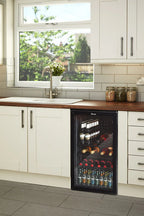 Swan Glass Fronted Under Counter Beverage Cooler, 80L, Black - SR12030BN