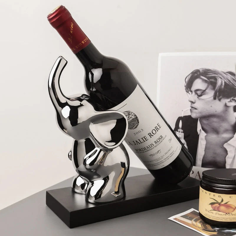 Elephant Resin Wine Bottle Holder, 1 Bottle - Freestanding