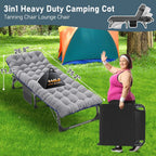Slsy 5-Position Adjustable Folding Lounge Chair And Cot - 75.2" x 25.6" x 11.8"