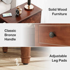 Solid Wood Narrow End Table With 3 Drawers - Fully Assembled