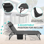 Slsy 5-Position Adjustable Folding Lounge Chair And Cot - 75.2" x 25.6" x 11.8"