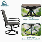 8-Piece Patio Dining Set With Umbrella And 6 Sling Dining Swivel Chairs