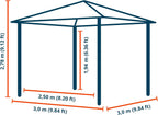 TOOLPORT Hardtop Garden Gazebo 3x3 m Steel Roof, 4 Gray Side Panels, 9x9 cm Posts - Sunset Superior