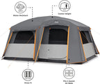 CORE 12 Person Straight Wall Cabin Tent, 16 x 11 Feet, Orange - SUVELAM