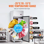 SKYSHALO Commercial Reach-In Upright Freezer, 19.32 Cu.ft, 1 Door, 4 Shelves
