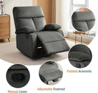 Swivel Rocker Recliner Chair For Compact Spaces - 32in D x 30.2in W x 38.9in H