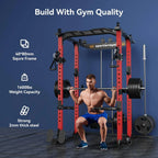Sportsroyals Power Cage With Adjustable Cable Crossover System, 1600 lbs, Red, 61.6 x 56.0 x 82.6 in - Power Cage