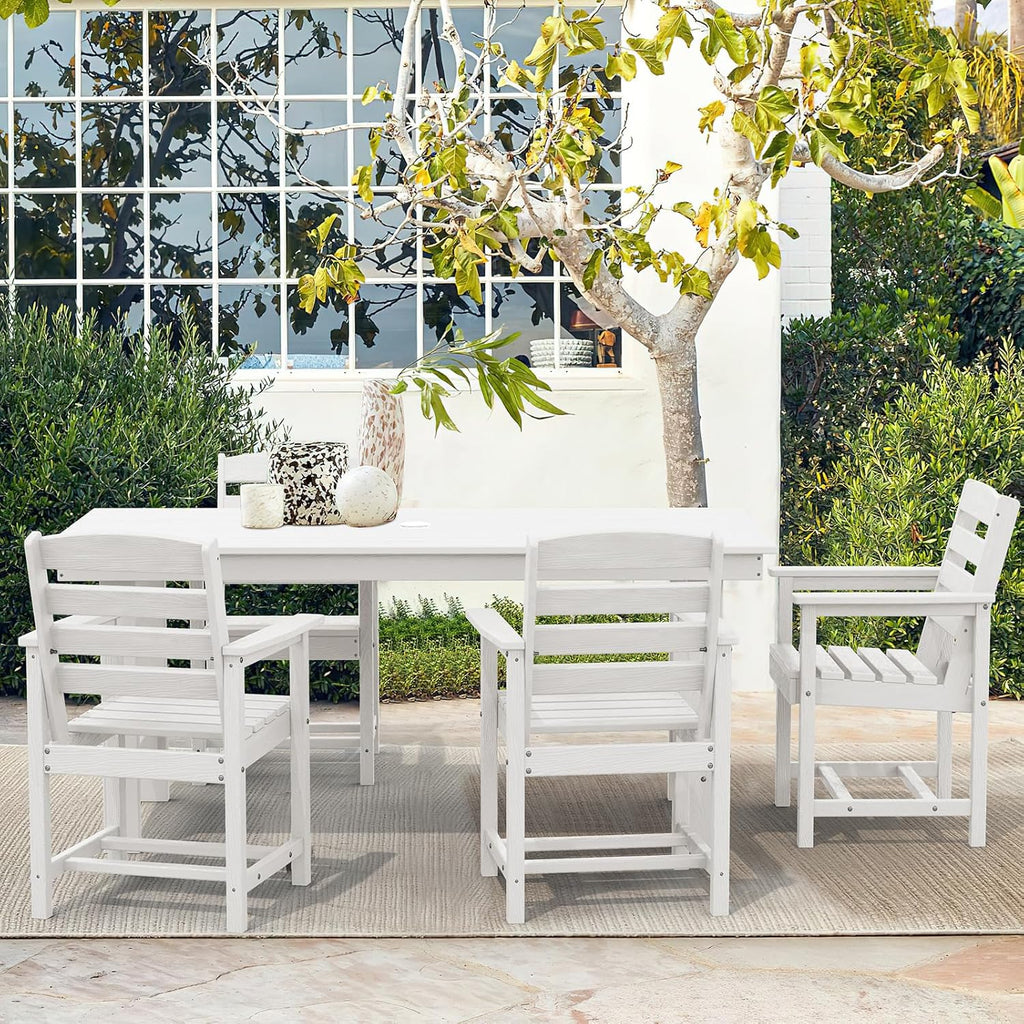 SERWALL 7-Piece HDPE Patio Dining Set, Aruba, 66.9in D x 32.2in W x 29.1in H