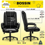 High-Back Ergonomic Leather Executive Office Chair, 400 lb Capacity