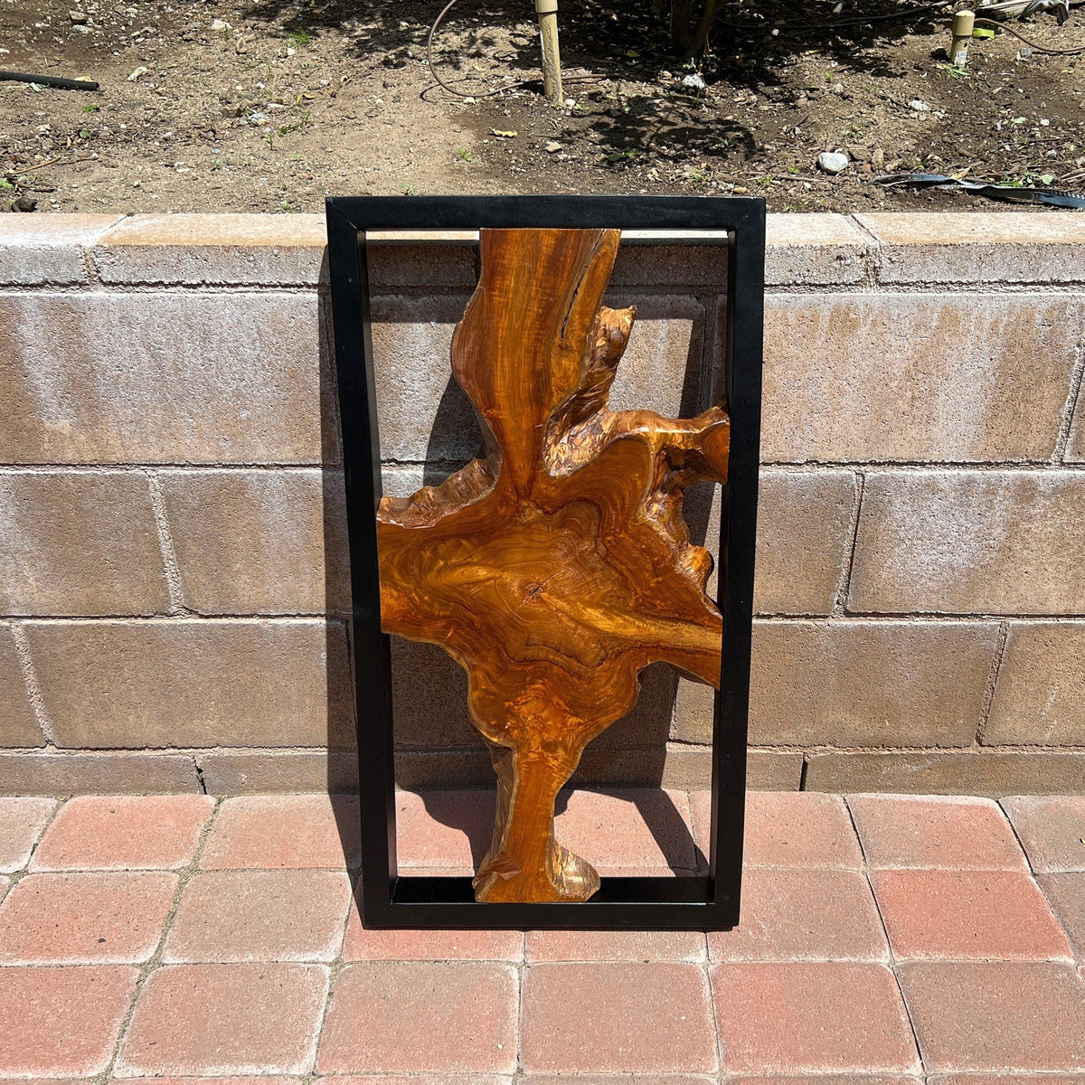 Live Edge Teak Wood Wall Sculpture - 31.4 x 16.9 x 2.36 in or 27.5 x 27.5 x 2.36 in