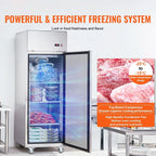 SKYSHALO Commercial Reach-In Upright Freezer, 19.32 Cu.ft, 1 Door, 4 Shelves
