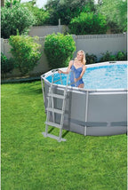 Bestway Power Steel Frame Pool Set, Oval, Gray, 424 x 250 x 100 cm