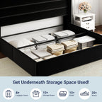 Queen Size Lift-Up Storage Bed With Wingback Headboard, Upholstered Platform Bed Frame With Hidden Storage