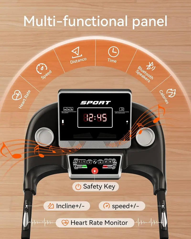 Foldable Home Treadmill With 3HP Motor, Auto Incline Adjustment And Bluetooth Connectivity