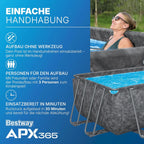 Bestway Frame Pool Set 549 x 274 x 132 cm, 16.477 L, Steel Frame, Dark Marble Look - APX365