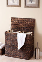 Sofia + Sam Oversized Divided Seagrass Hamper With 2 Canvas Liners, 28 x 14 x 27 Inches - 4602