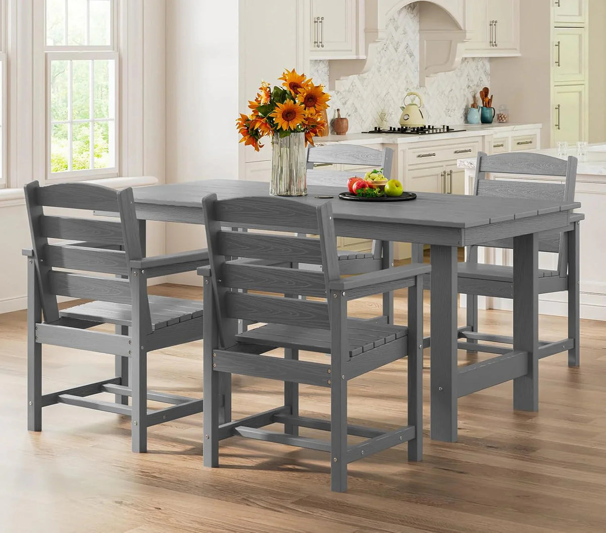 SERWALL 7-Piece HDPE Patio Dining Set, Aruba, 66.9in D x 32.2in W x 29.1in H