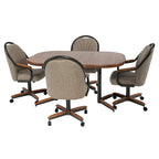 Casual Dining Swivel And Tilt Rolling Dining Chair, Brown Fabric, 38 H x 22 1/2 W x 22 D / 38 H x 24 W x 22 D