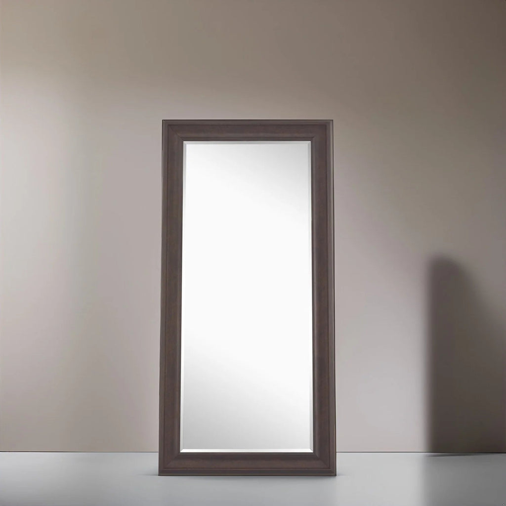 Full Length Oversized Rectangle Wall Mirror With Smooth Faux Wood Frame