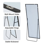 Full-Length Floor Mirror 64x21, Aluminum Alloy Frame With Stand And Wall Mount Option