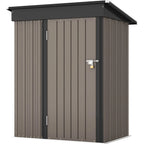 Patiowell Outdoor Storage Shed 5x3 FT Galvanized Steel Coffee Brown
