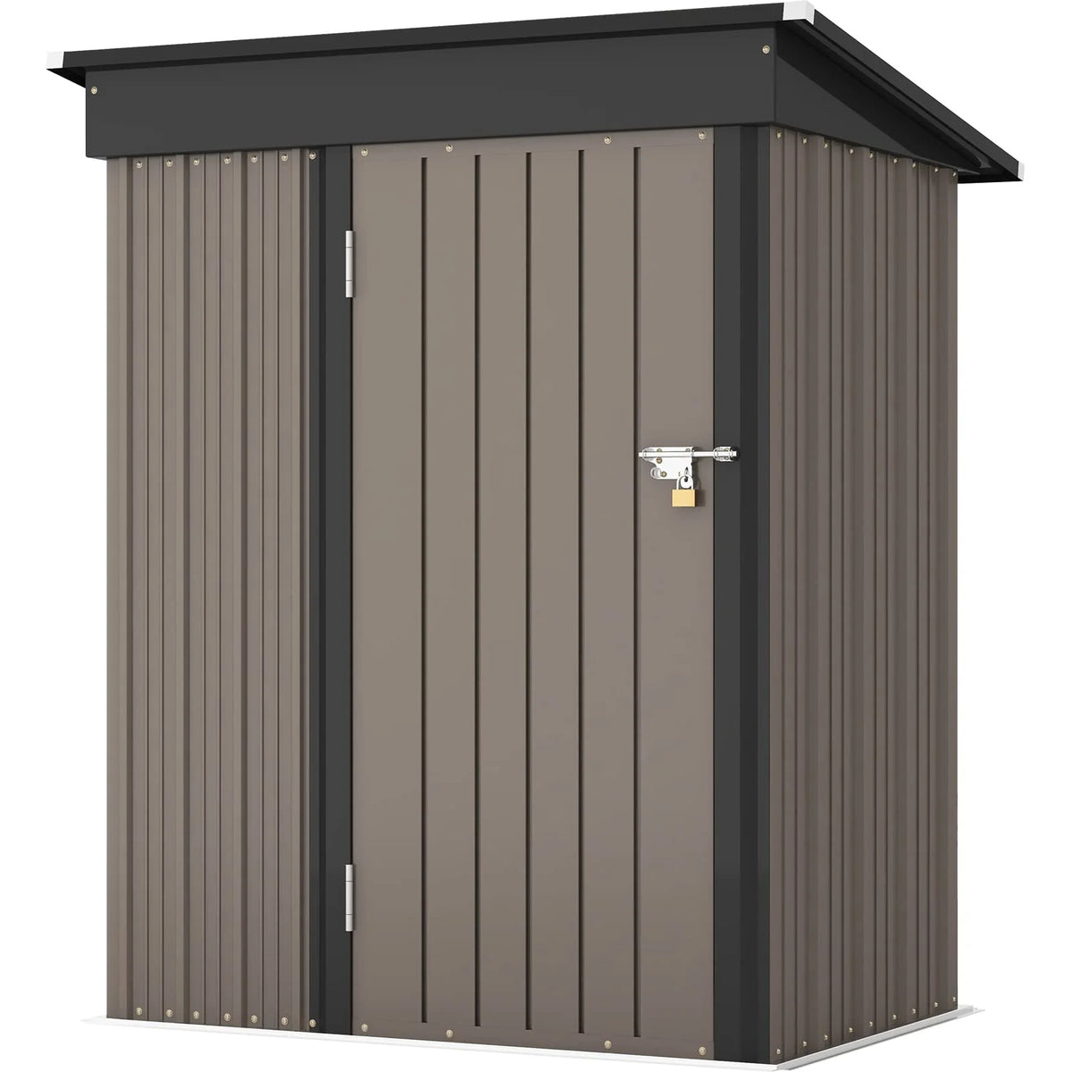 Patiowell Outdoor Storage Shed 5x3 FT Galvanized Steel Coffee Brown