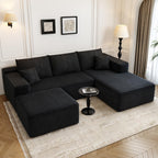 Settab Modular Sectional Sofa, 2 Seater Left-Facing Chaise, Black, 68.9 inch D x 107.5 inch W x 36.3 inch H