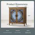 Vintage Storage Accent Cabinet With Drawers, Blue And White, 32 in L x 14.96 in W x 33.66 in H