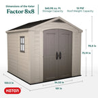 Keter Resin Outdoor Storage Shed, 8 x 11 Foot, 550 Cu. Ft., Taupe
