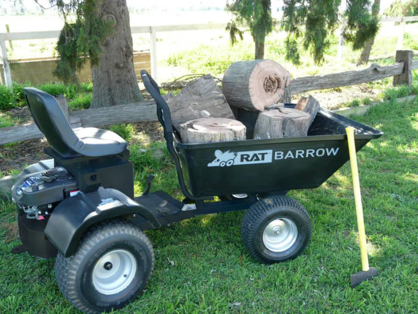 Rat Barrow Ride-On Wheelbarrow, Black, 150 Ltrs, 200kg Capacity, 98cm Wide, 2.3m Long